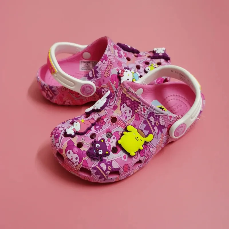 Sanrio Hello kitty Kuromi Pochacco Melodie neue Sommer Mädchen Cartoon Kinder Hausschuhe rutsch feste weiche Sohlen Wrap Toe Sandalen Geschenk