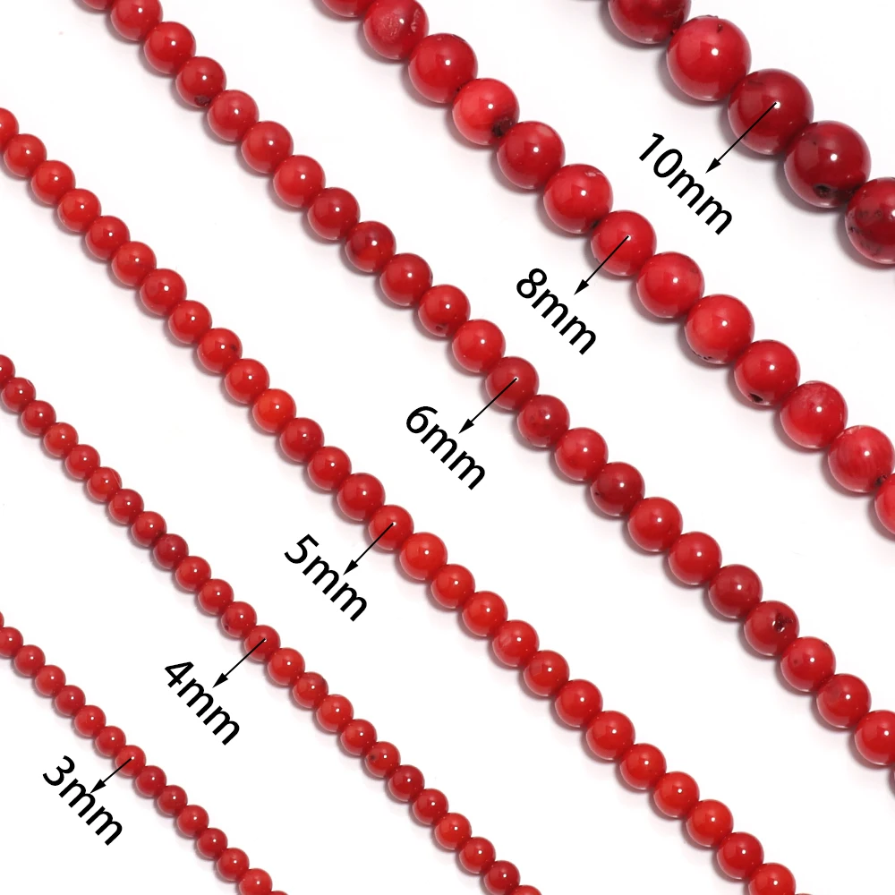 1 Strand Red White Color Coral Beads Natural Stone Beads Round Loose Beads For Jewelry Making  DIY Necklaces Bracelets Wholesale