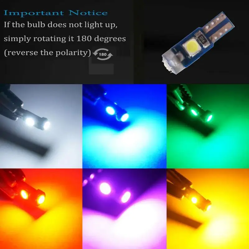 12V 10Pcs Warm White T5 Car Led Bulb Dashboard Instrument Interior Map Plate Panel Meter Indicator Auto Light Signal Lamp