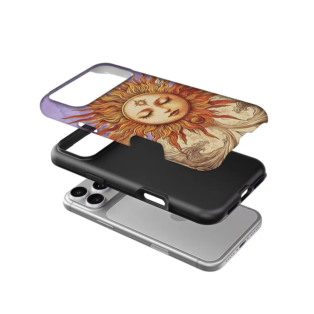 Vintage Tarot Sun Illustration For Magnetic Phone Case for IPhone 18 17 16 15 14 13 Pro Max Plus Single Double-layer Tough Case