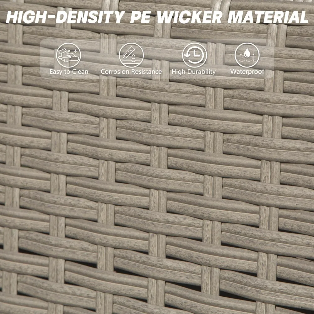 Domi Outdoor Rocking Chairs Set of 3, Durable HDPE Patio Oversized Rockers for Adults, Wicker Rocking Chair with 380lbs Support,