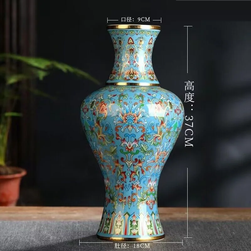 Imagem -03 - Jingdezhen-vaso de Cerâmica para Arranjos Florais Esmalte Antigo Estilo Chinês Casa Sala de Estar Decoração e Ornamentos 37cm