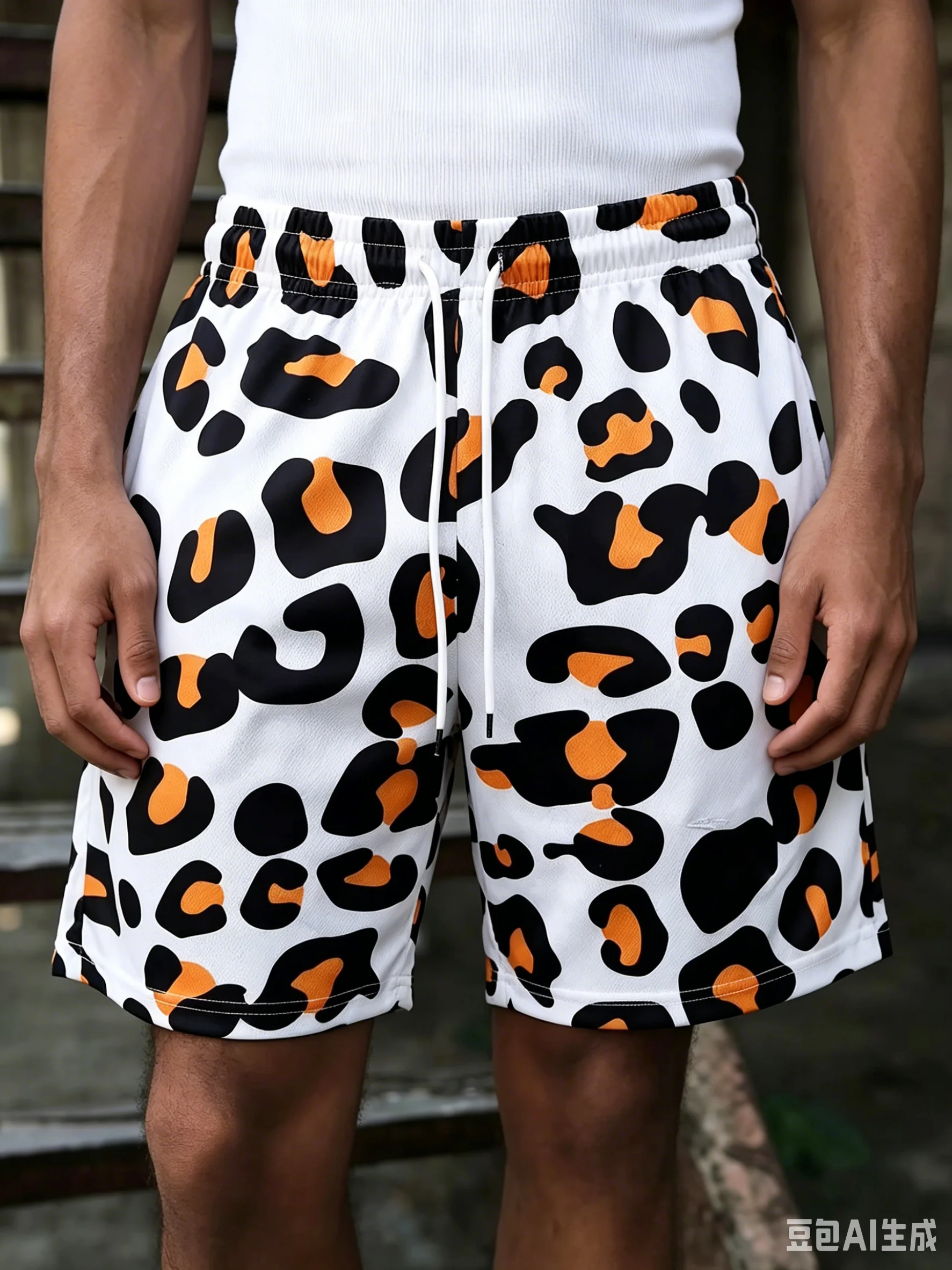 

Men's Contrasting Drawstring Leopard 3D Print Casual Sports Basketball Shorts Summer Beach Vacation Pattern Breathable Shorts