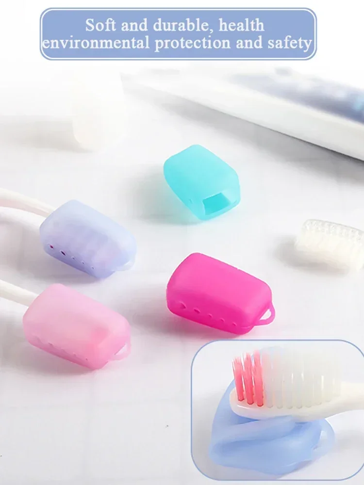 5pcs Toothbrush Covers Caps Portable Toothbrush Case Silicone Electric Toothbrush Head Cover Food Material Bathroom Accessories