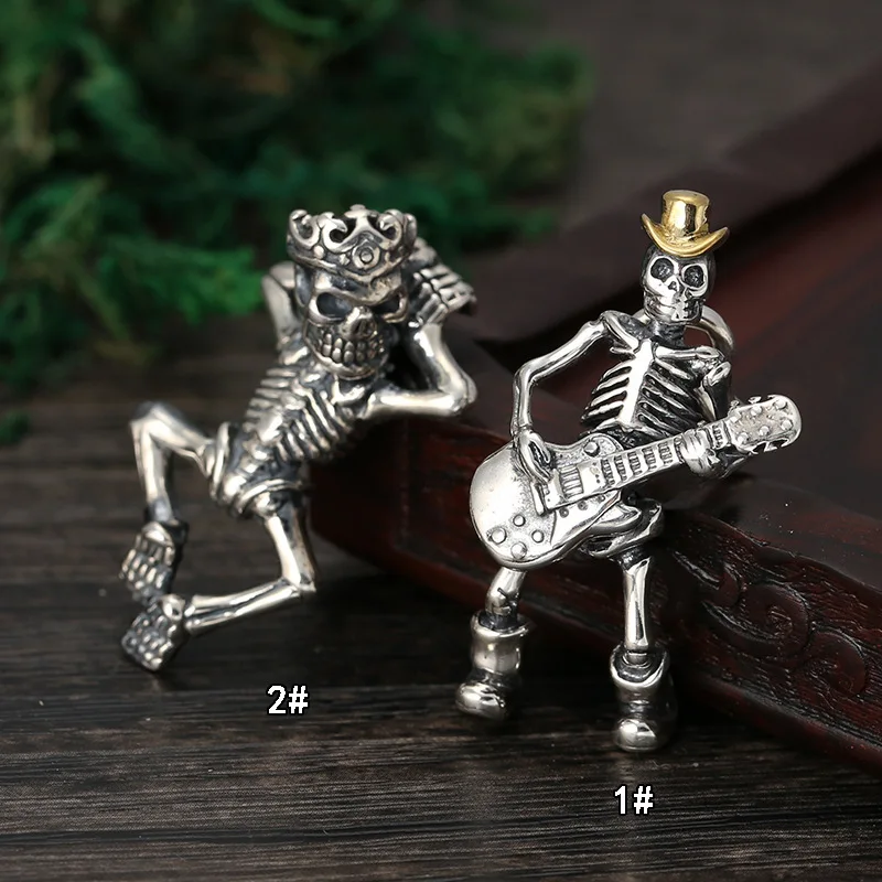 s925 sterling silver vintage Thai silver all-match jewelry personality rock punk guitarist men and women pendant