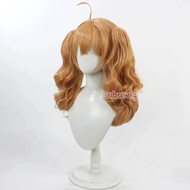 CySynthetic Hair 이바라기 요시미 코스프레 가발 블루 아카이브 이바라기 요시미 물결 모양의 오렌지 브라운 포니테일 가발 내열성
