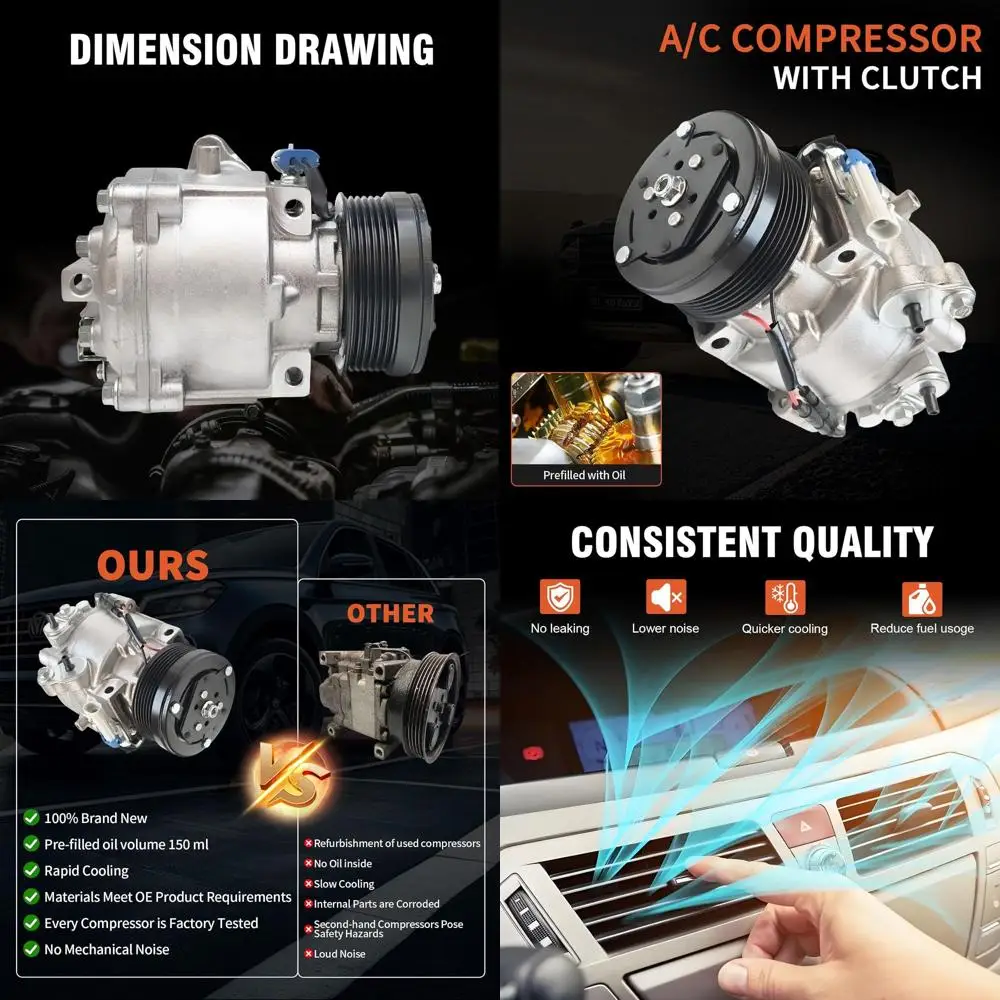 

A/C Compressor with Clutch Replacement for Buick Encore 2013-2021 Chevy Sonic 2013-2020 Trax 2013-2021