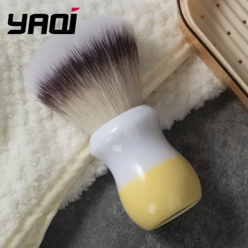 

YAQI Naicha（Milk tea）Synthetic Hair Mens Wet Shaving Brush - High- Density Professional Mens grooming tool for Home/Holiday Use