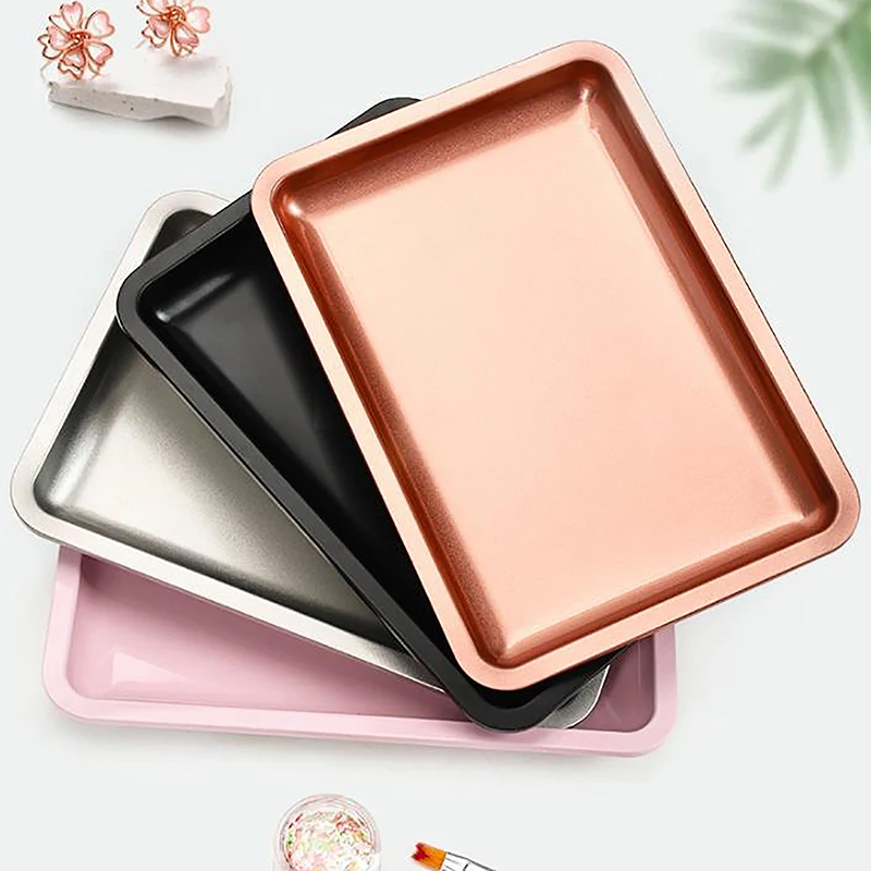 Stainless Steel Cosmetic Storage Tray Jewelry Tray Plate Doctor Surgical Tray Desktop Storage Tool Metal Fack Nail Art Tray