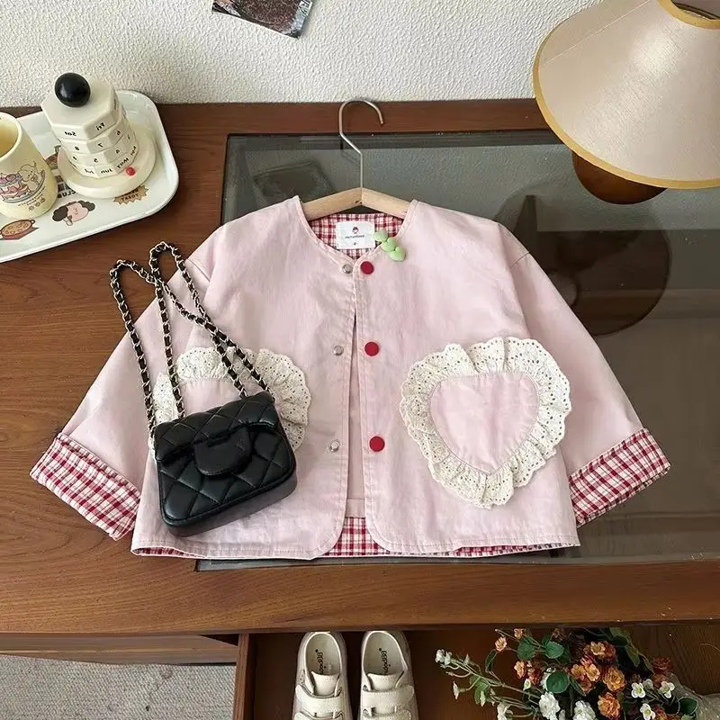 Girls' Spring Autumn New Casual Jacket Korean Version Fashionable Children's Windbreaker coat for Little Girls