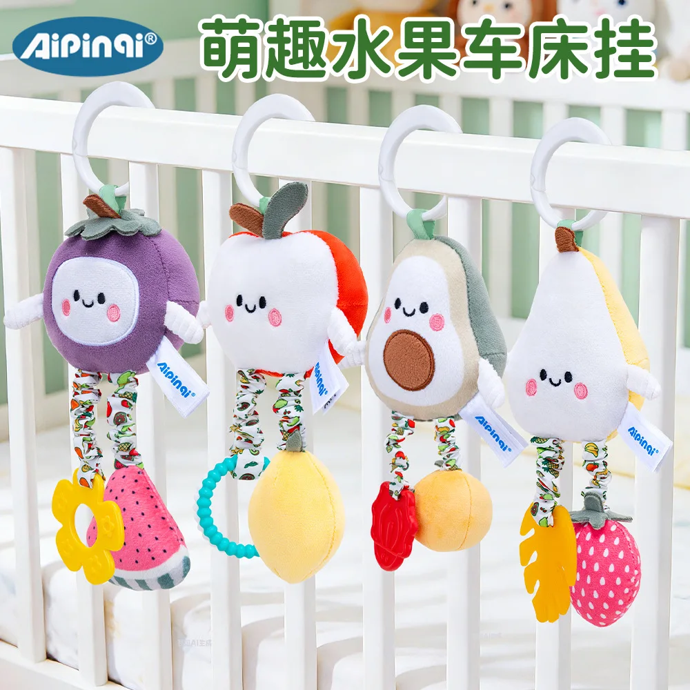 Baby Stroller Bed Hanging Bell Plush Toys Early Education Promote Children Color Cognition Sensory Plush Rattle Training Toys