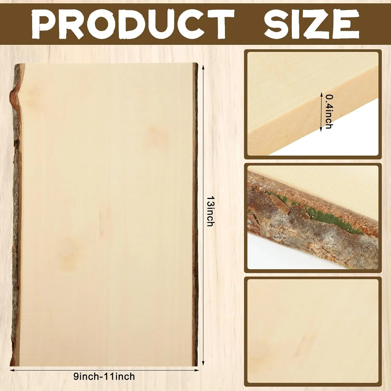 6 Unfinished Hollow Live Edge Wood Slabs for DIY Crafts, Rustic Home Decor, Weddings (13x9-11 Inch)