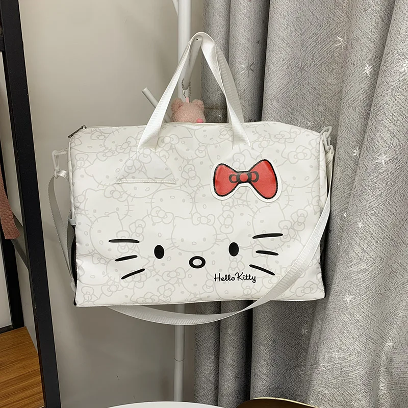 Sanrio HelloKitty Women's Travel Bag Cartoon Cute Kt Printed Fitness Family Travel Large Capacity Crossbody Travel Bag Tote Bag