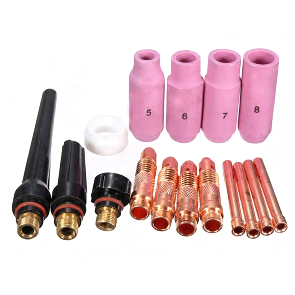 16 PCS for tig Welding for torch Consumables Kit Nozzle Cup Collet Gasket for WP17 WP18 WP26 Suitable for Carbon Steel Welding