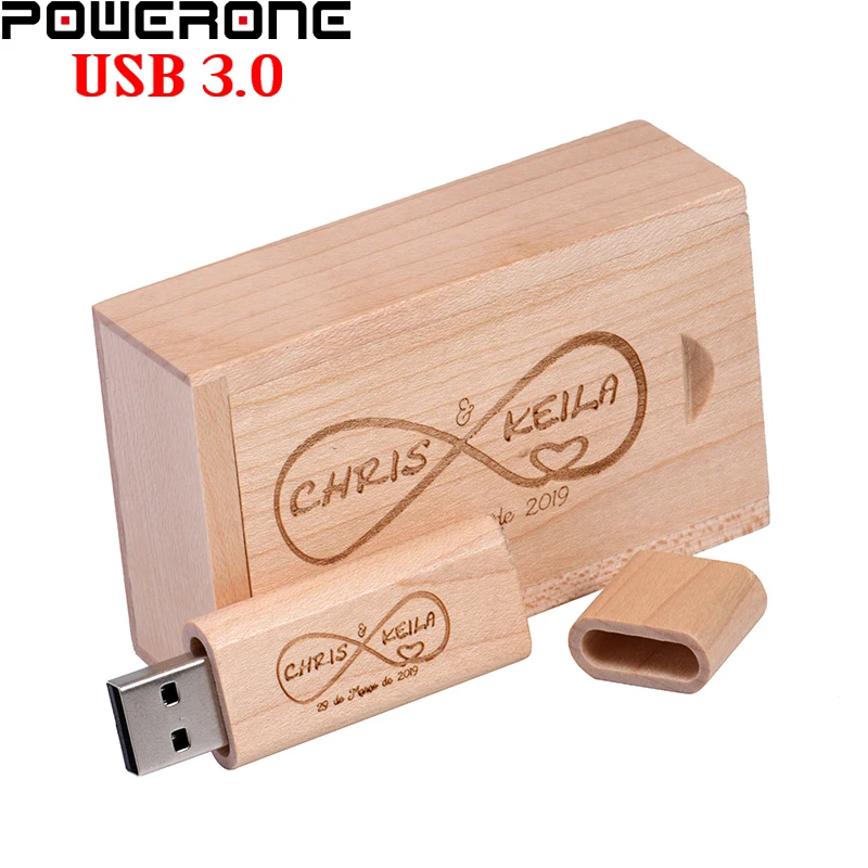 Free LOGO Wooden High Speed Flash Drive 64GB Wedding Gift USB 3.0 Pen Drives 16G Beautiful Memory Stick 32GB TV External Storage