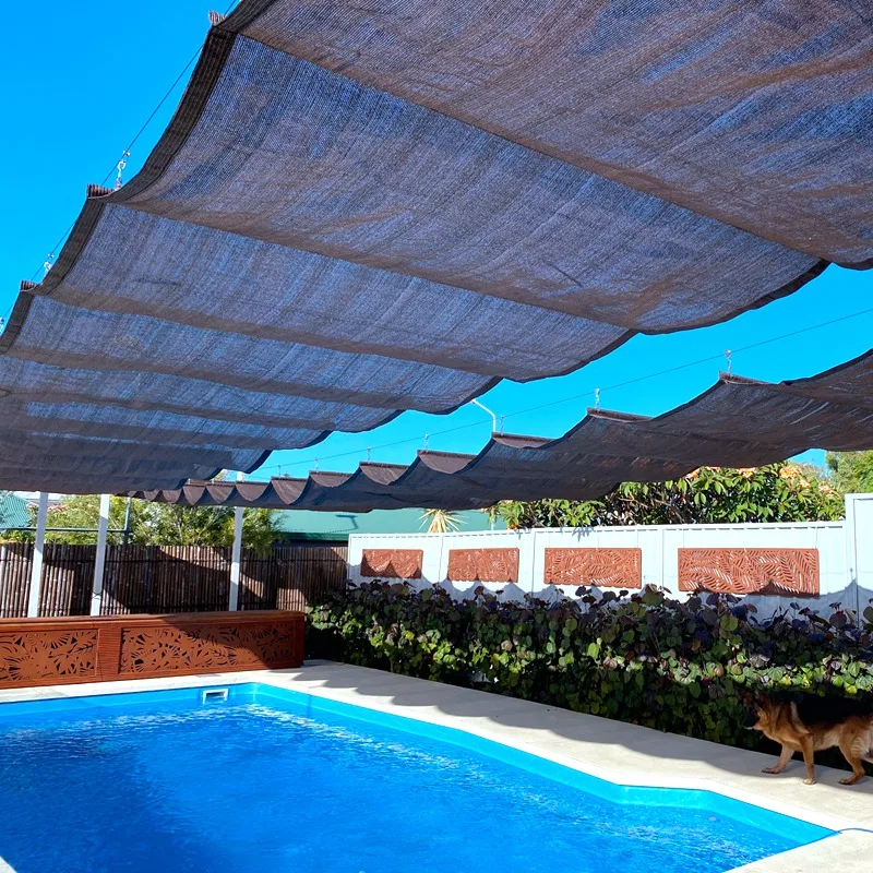 Thicken Anti-UV HDPE Fabric Pergola Retractable Wave Sun Shade Net Terrace Balcony Sliding Canopy Swimming Pool Sun Cover