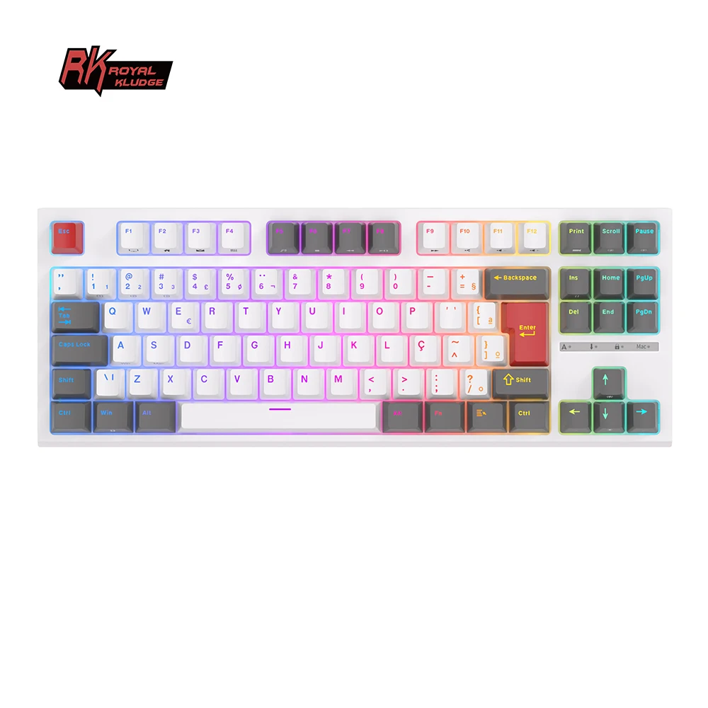 RK R87 Brazilian Portuguese Mechanical Keyboard 87 Keys RGB Backlit Hot-Swappable Gaming Keyboard PBT Keycaps RK ROYAL KLUDGE