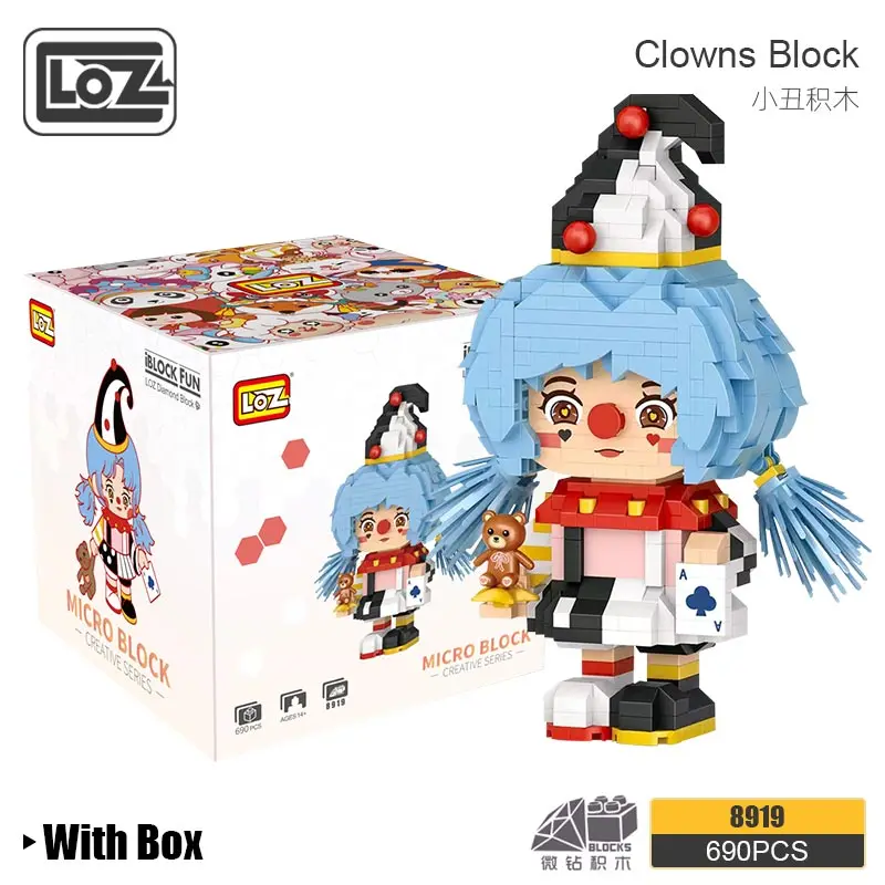 Loz Black and White Surprise Clown Amusement Park Figure Micro Particles High Difficulty Decompression Building Blocks Assembly