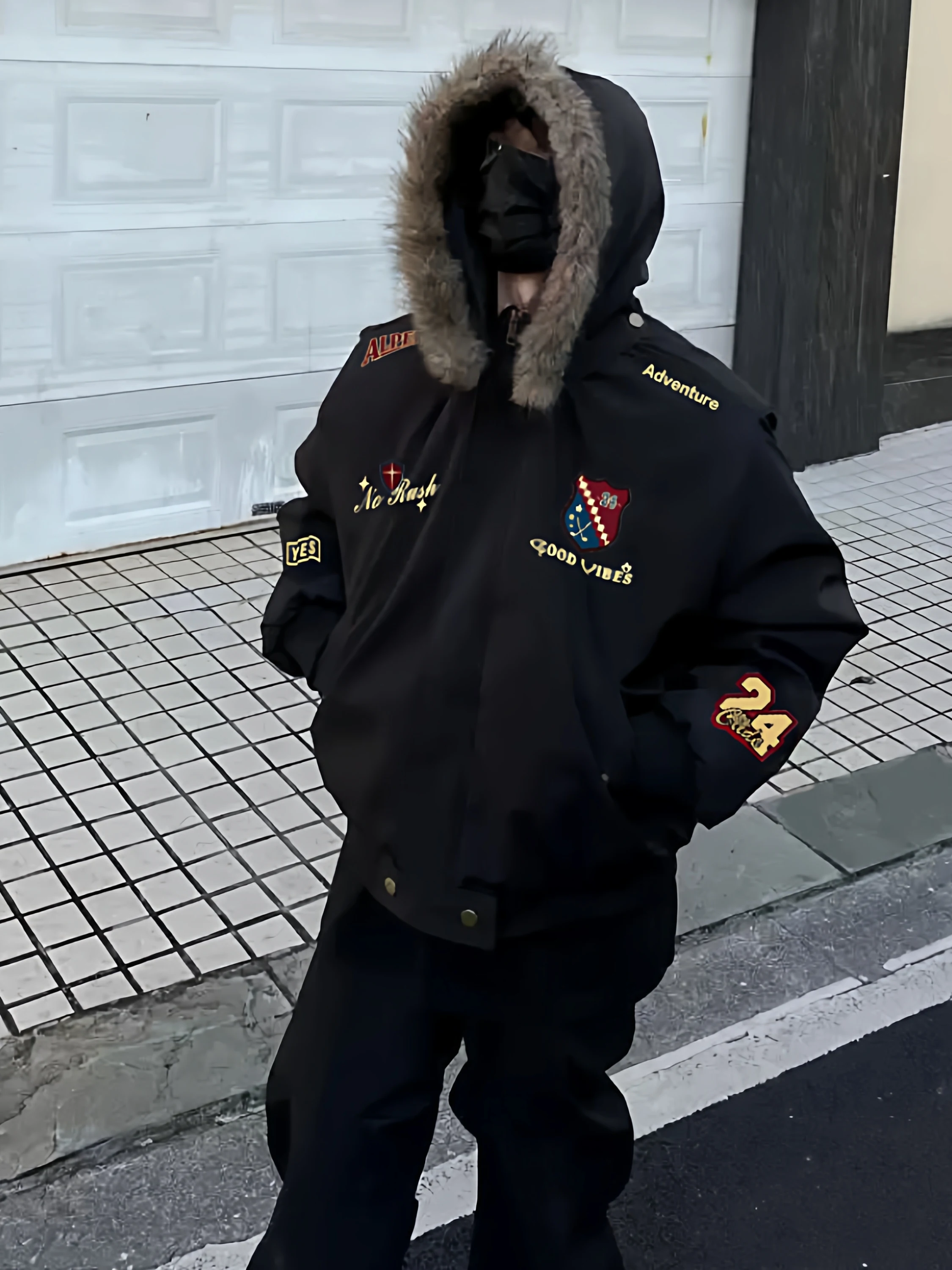 

Warmth Thiened Cotton Jaet with Hood Embroidery Men's Winter Loose Couple Cotton Clothes Ox Cloth Youth Faion