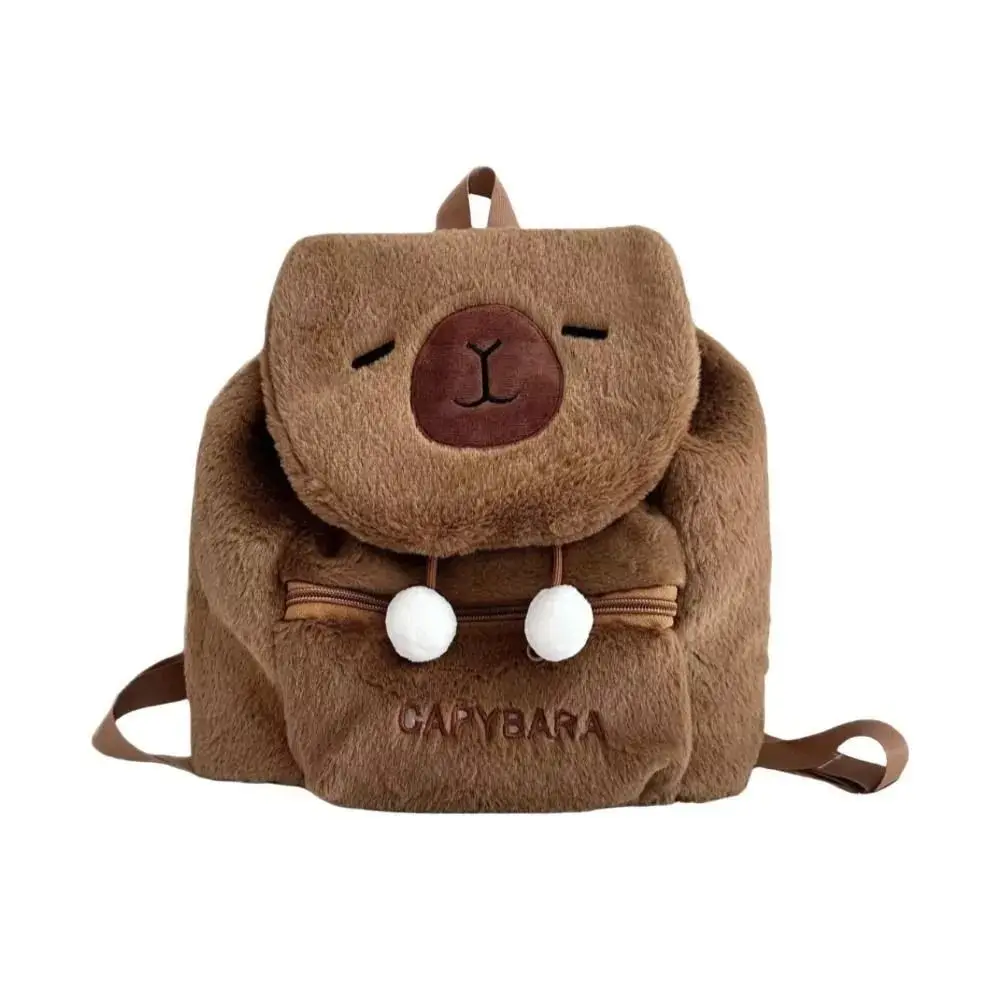 Bolso de hombro lindo de dibujos animados para estudiantes, Capybara mochila escolar de felpa, bolso informal de pareja de animales, nuevo