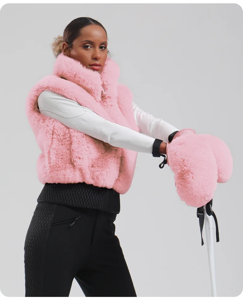 GSOU SNOW 2024 Winter Neue Skihandschuhe für Damen, winddicht, kältebeständig, warm und plüschige Außenhandschuhe aus Plüsch für Damen – Detail 16