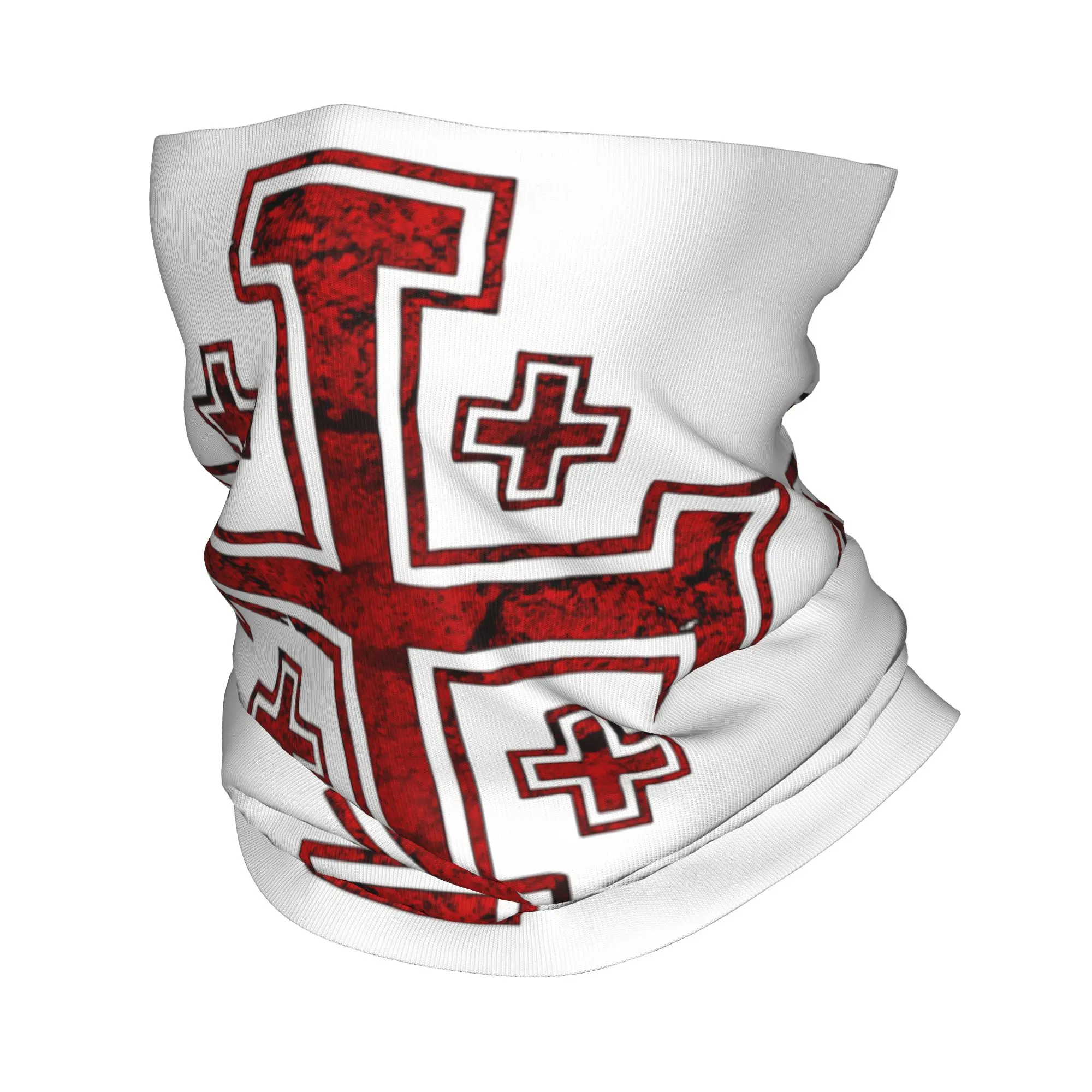 Templar Knight Jerusalem Cross Seal Medieval Warrior Symbol Neck Gaiter Women Men Windproof Winter  Bandana Scarf for Ski