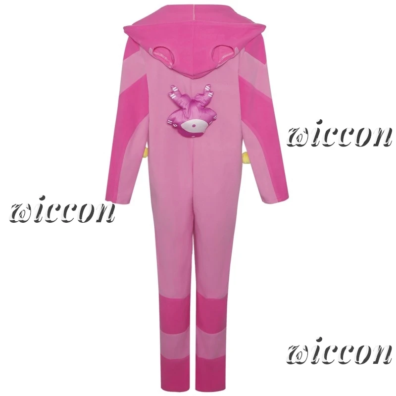 Street Cos Fighter Han Juri Cosplay Outfit Pink Pajamas with Wig for Women Girls Winter Halloween Party Suit - view 5