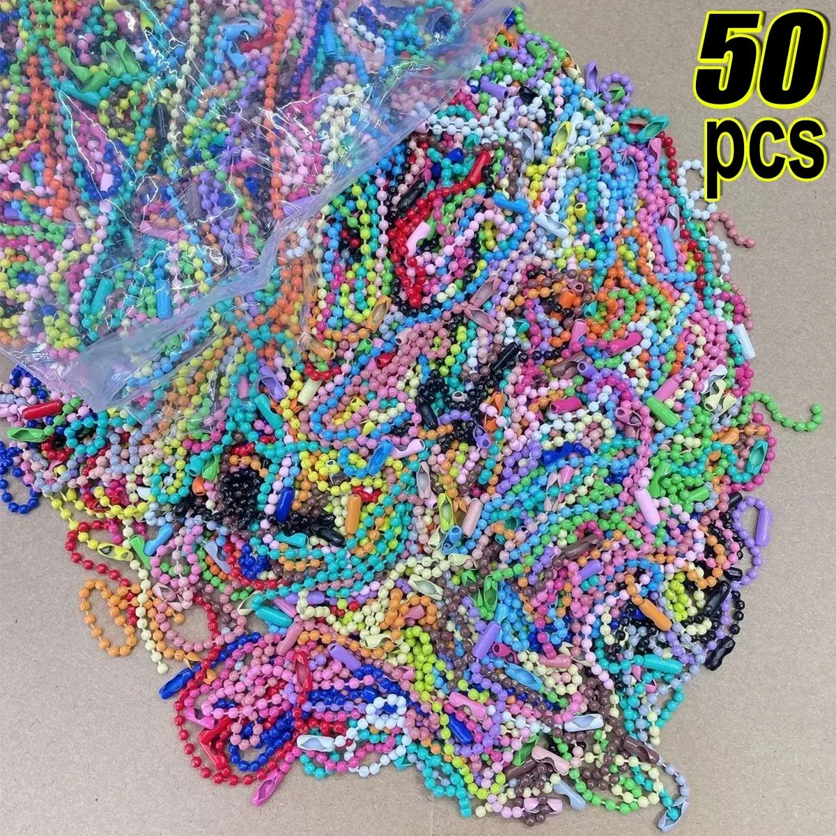 Colorful Ball Bead Chains Fits Key Chains Pendant Hand Tag Connector for DIY Useful Bracelet Jewelry Making Accessories Gifts