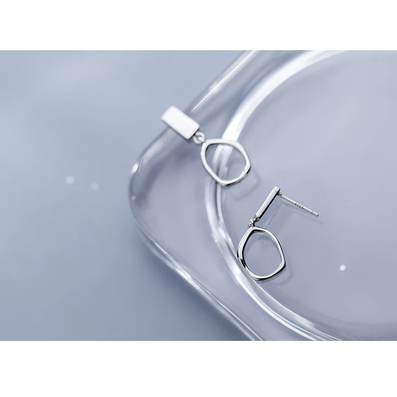 MODIAN Classic Irregular Oval Dangle Earring for Women Pure 925 Sterling Silver Simple Geometric Square Earring Fine Jewelry