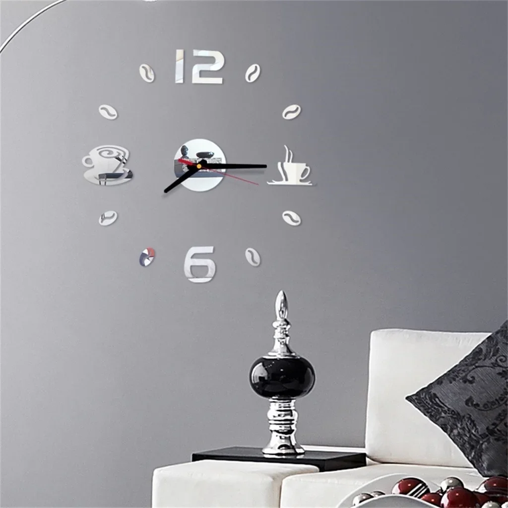 Digital Wall Clock Sticker Modern Design DIY Kitchen  Living Room Home Decor Diy Quartz Needl