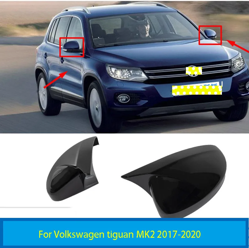 For Volkswagen tiguan MK2 2017-2020 auto rearview mirror housing changed to bright black turn watermark horn protective cover