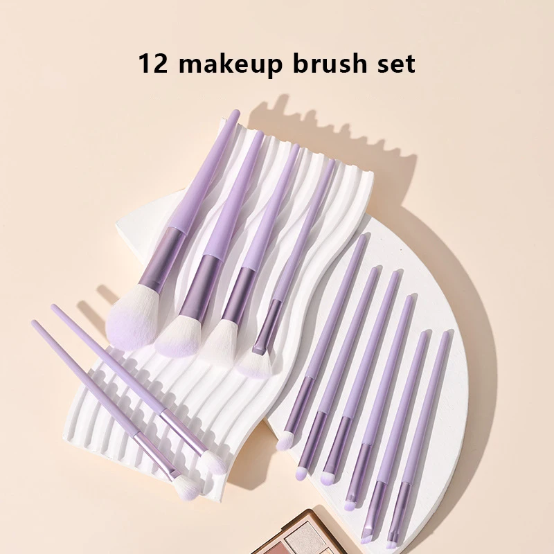 12Pcs Makeup Brushes Set Soft Fluffy For Cosmetics Foundation Blush Eye Shadow Concealer Two Colors Beauty Make Up Tools