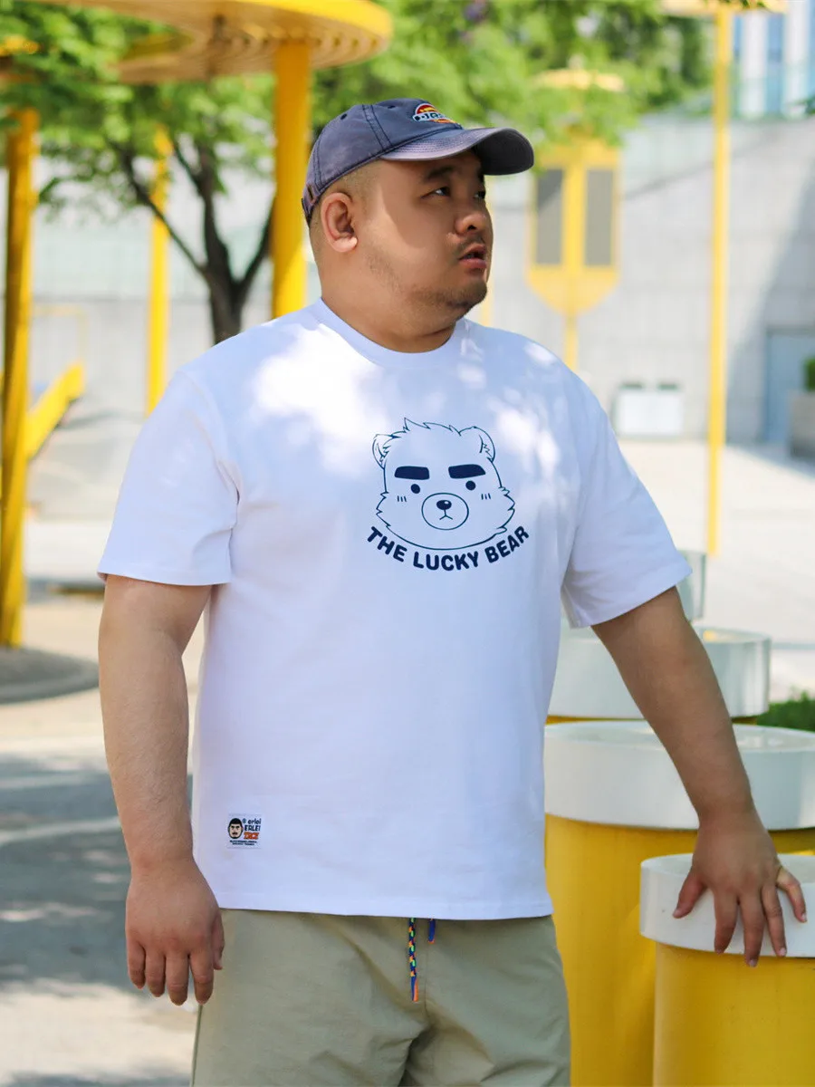 

Cute Bear Cotton T-Shirt, Men Oversize Summer Short Sleeve Tee, Soft Breathable Loose Fit Plain T shirt, Print Casual Top XL-4XL