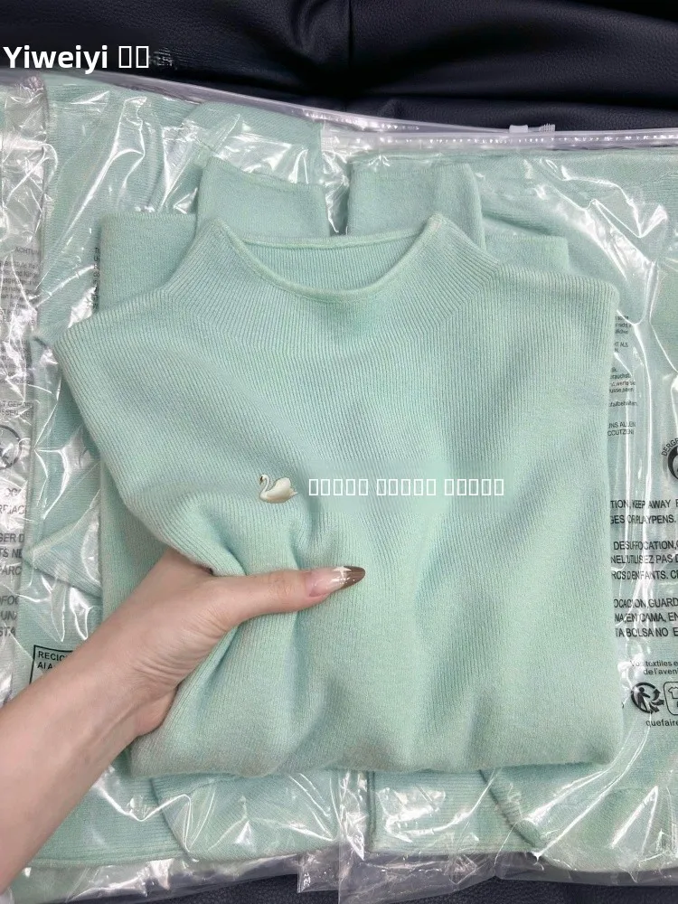 l een Base de malha feminina irt f gola alta camadas ajuste regular longo Sve macio inverno roupa interna top