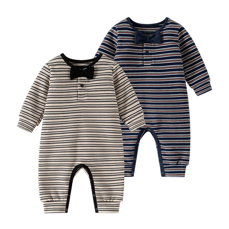 

2025 Autumn Winter Newborn Baby Romper Long Sleeve Striped Bodysuit Cute One Piece Clothes 0-24 Months Unisex Cotton Outfit Gift