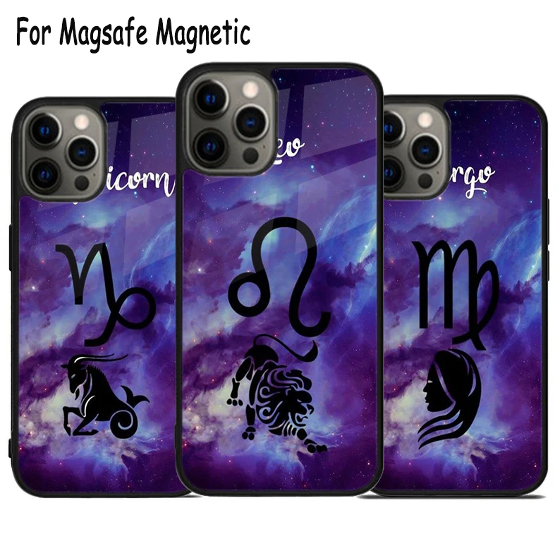 Virgo Star Sign Wireless Charge Magsafe Phone Case For iPhone 15 16 14 13 11 12 Pro Max Plus Magnetic Bumper Cover