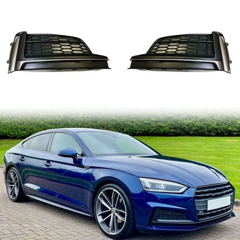 

8W6807681F 8W6807682F Bumper Fog Light Cover Fog Light Bezel Front Bar Grille Auto For A5 Sport S5 Sline 2017-2020