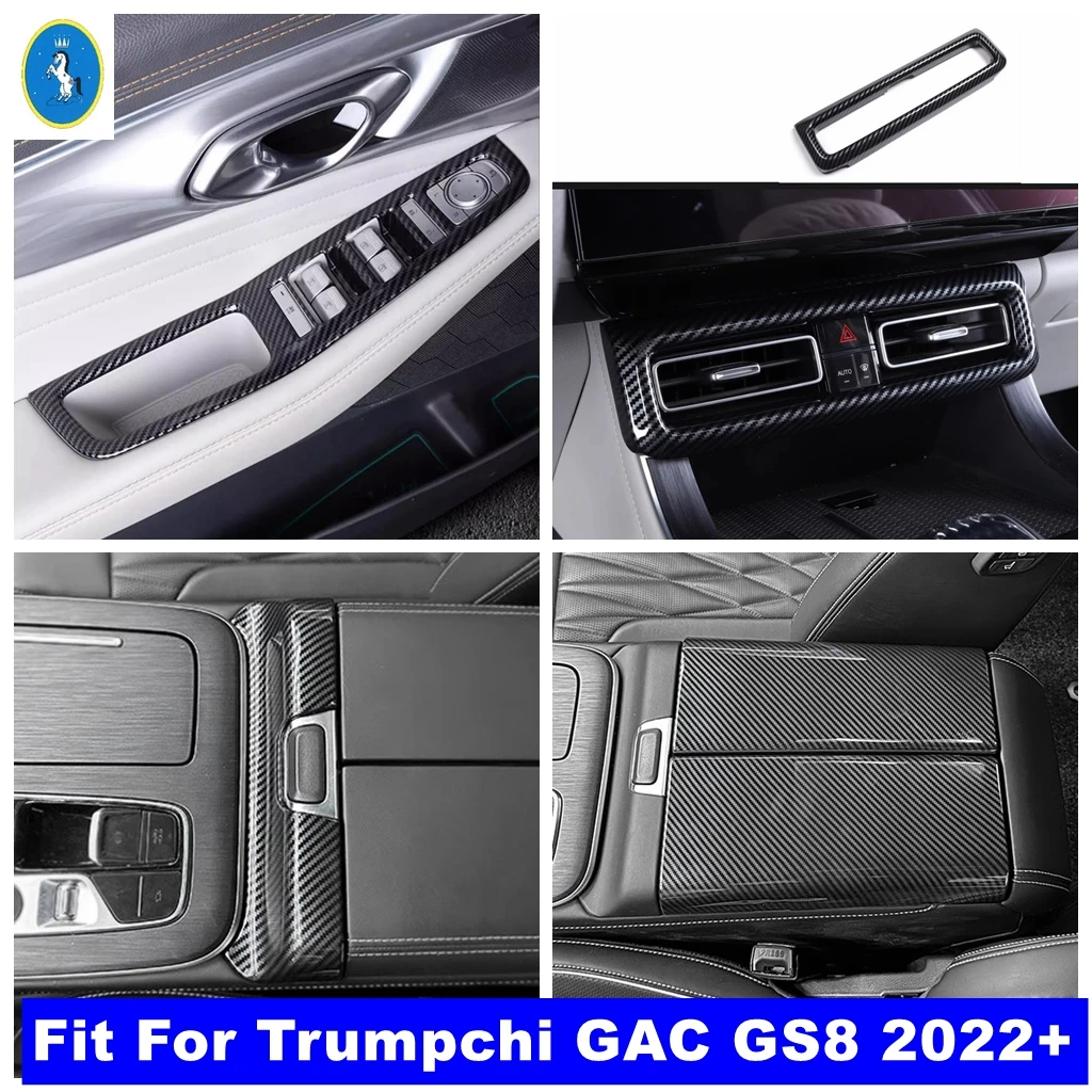 

Carbon Fiber Armrest Box Panel / Window Lift / AC Air Outlet Vent Sticker Cover Trim Accessories For Trumpchi GAC GS8 2022 2023