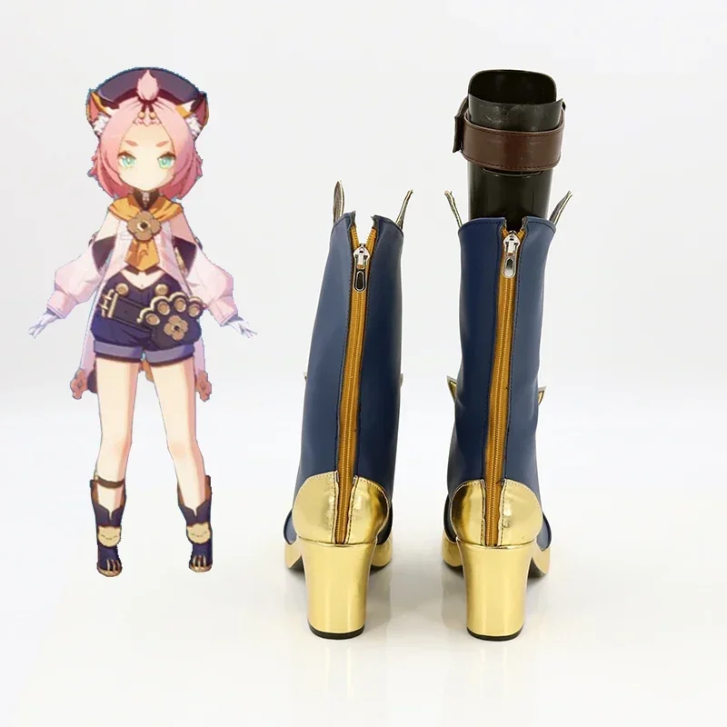 Game Genshin Impact Diona Cosplay Laarzen Leren Schoenen Accessoires Halloween Party Hoge Hak Schoenen
