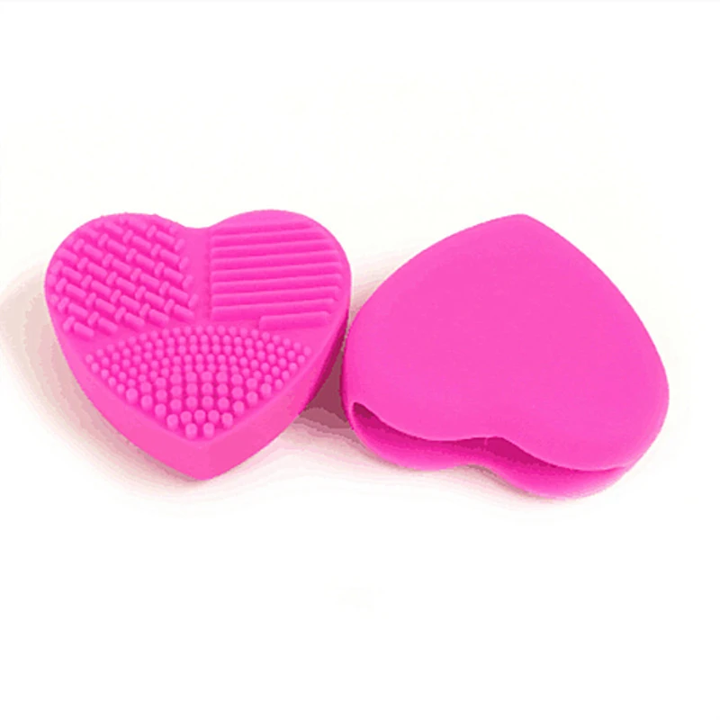 Heart Shape Makeup Brush Cleaner Glove Mat Silicone Cosmetic Brushes Cleaning Scrubber Board Brush Washing Pad, 5 Colors