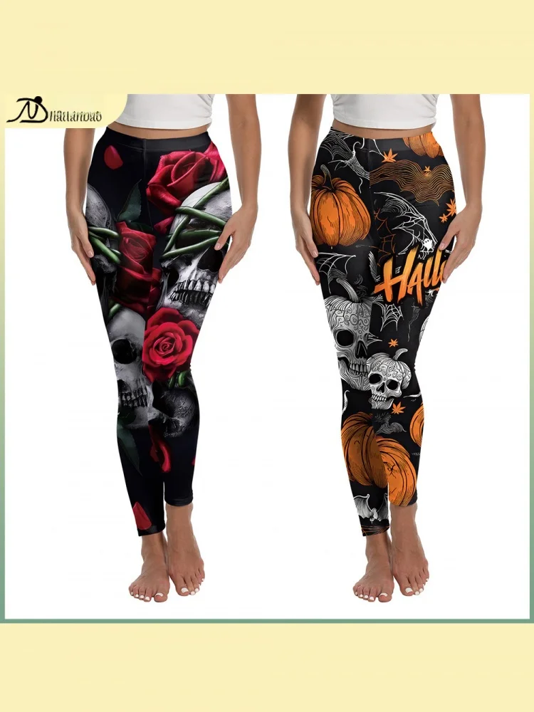 

Новинка 206, женские штаны для йоги на Хэллоуин, спортивные штаны с цифровым принтом, подтягивающие ягодицы, брюки со скелетом, подтягивающие капри