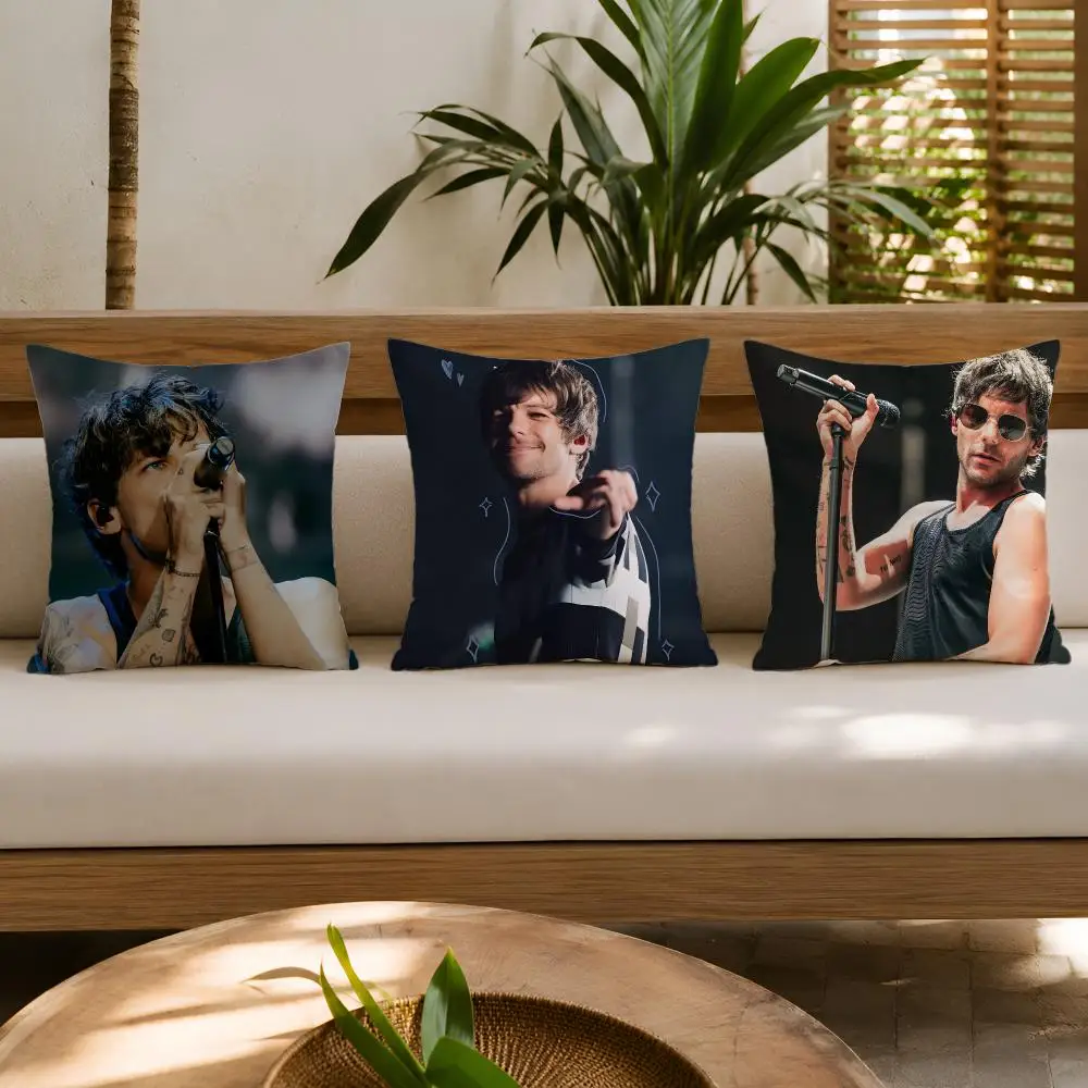L-Louis Tomlinson Singer Cushion Cover Wrinkle-Resistant Short Plush Pillow Case Breathable Machine-Washable