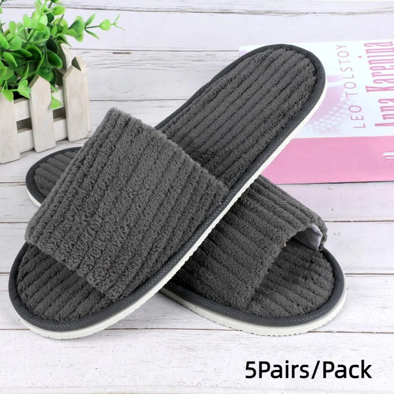 5 Pairs/Lot Winter Slippers Men Women Kids Disposable Hotel SPA Home Slides Travel Sandals Hospitality Guest Footwear Shoes