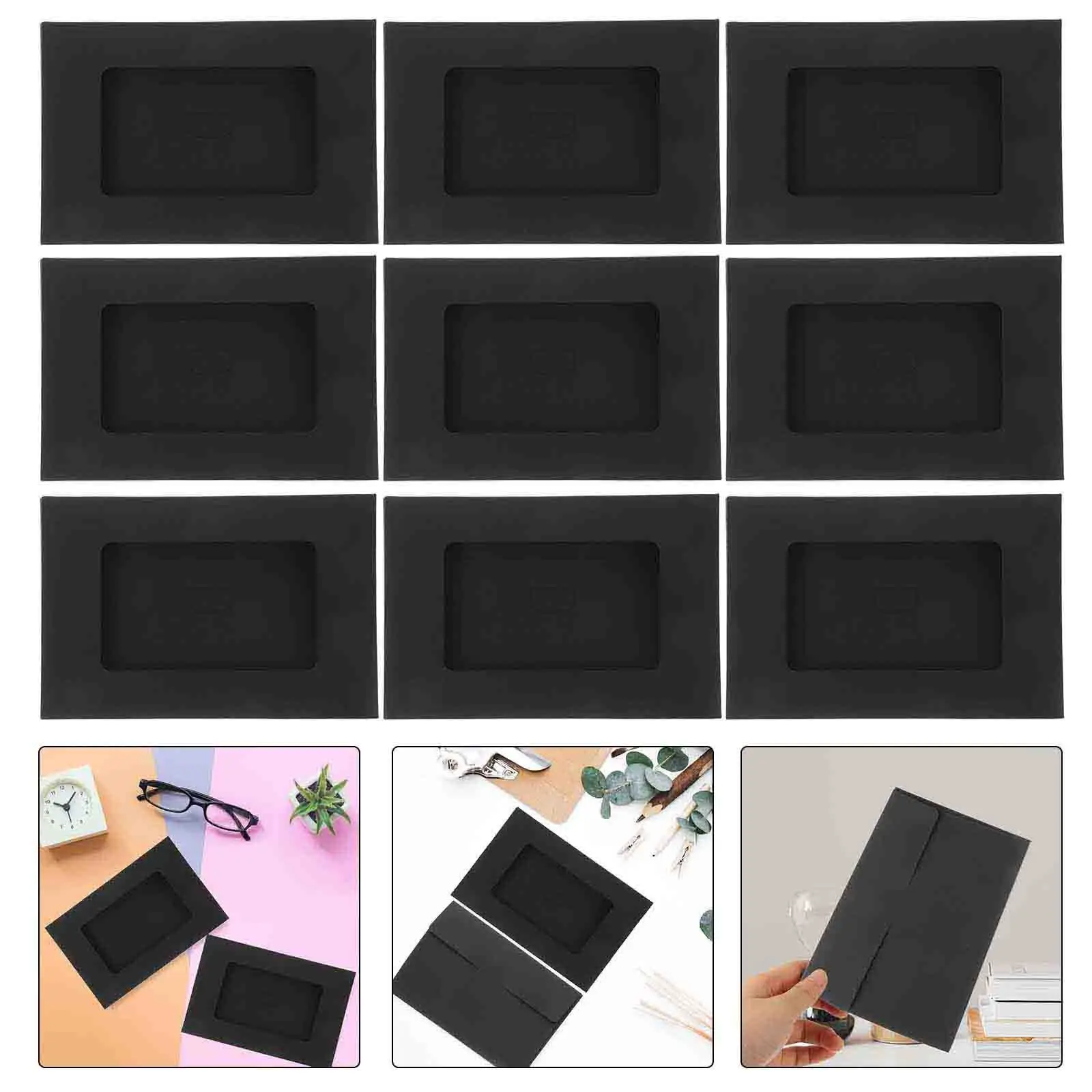 

30 шт. анфас картонные рамки Diy Craft пустая галерея черный конверт окно для счетов счетов бумажные фоторамки