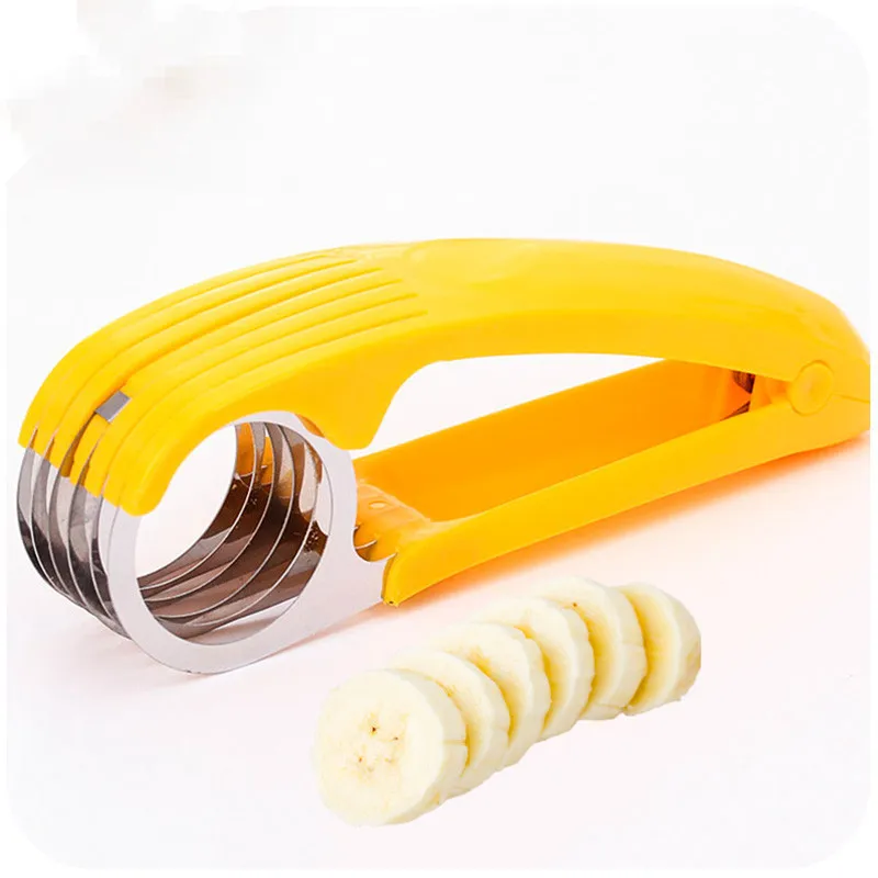1Pc Banana Slicer Küche Zubehör Obst Gemüse Wurst Cutter Edelstahl Erdbeere Cutter Für Kochen Salat Eisbecher