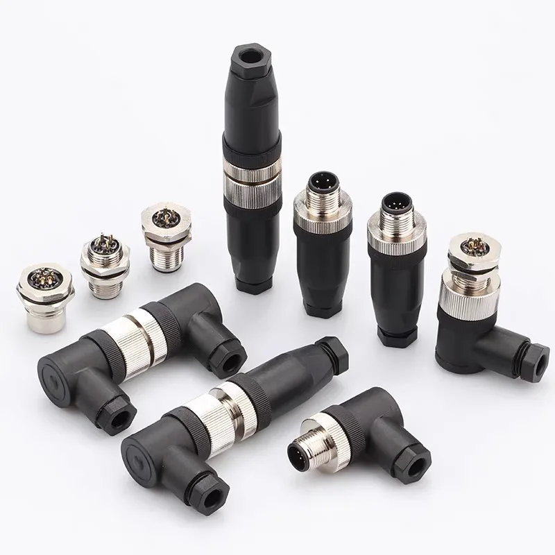 M12 sensor connector waterproof male&female plug screw threaded coupling 3 4 5 8 Pin A type sensor connectors