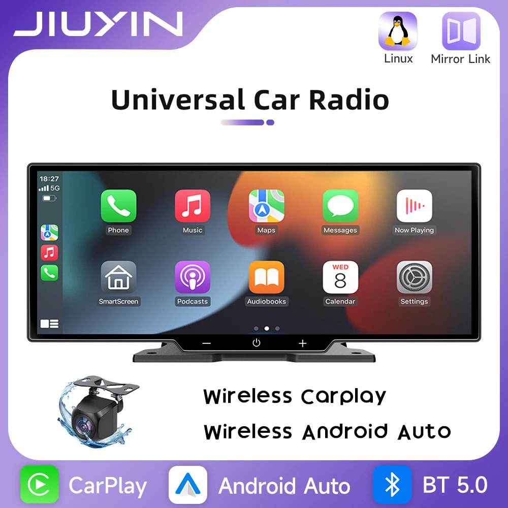 10.26 بوصة راديو السيارة الوسائط المتعددة مشغل فيديو لاسلكي Carplay أندرويد السيارات ميرورلينك BT AUX TF FM مشغل السيارة مع كاميرا الرؤية الخلفية