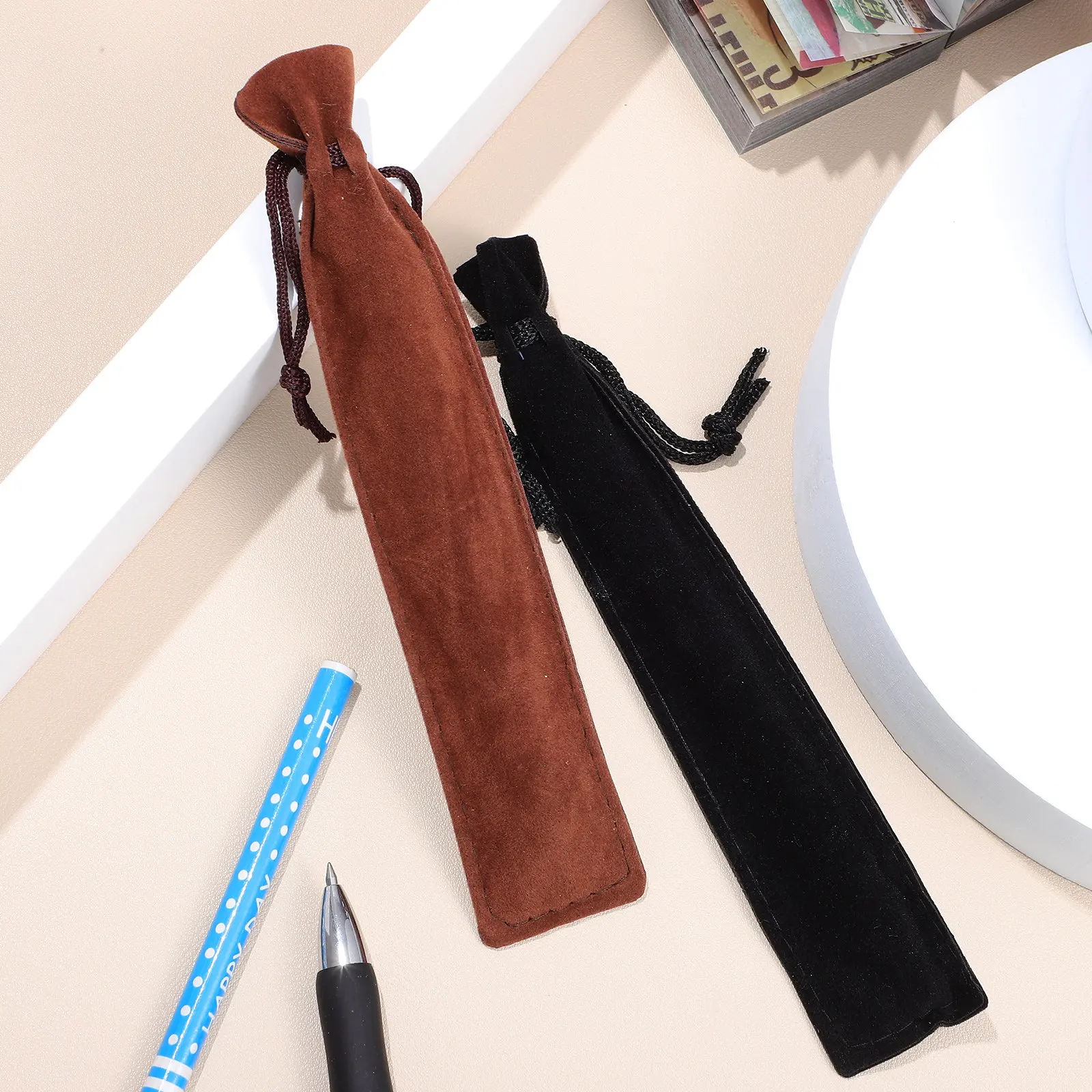 

50Pcs Pen Sleeves Drawstring Protective Pouches for Fountain Ballpoint Pencils Pen Storage Bags School Gift Organizer