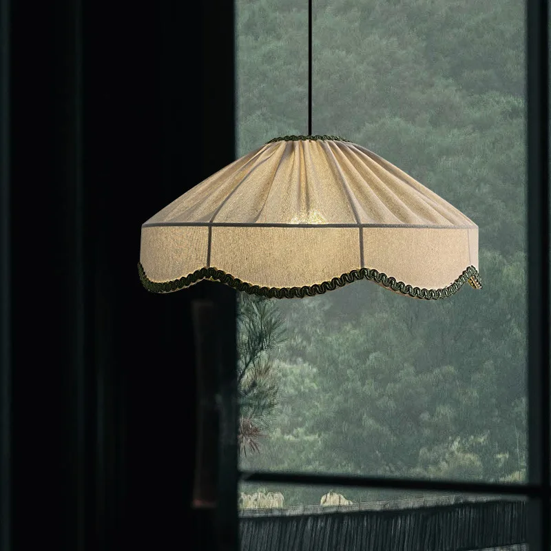 

French Bohemian Fabric Pendant - Mid-Century New Chinese Style Chandelier for Dining Room & Master Bedroom