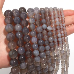 1 Strand 4/6/8/10/12/14mm Gray Color Natural Stone Beads Agate Stone Beads  Loose Beads For Jewelry Making DIY Necklace Bracelet